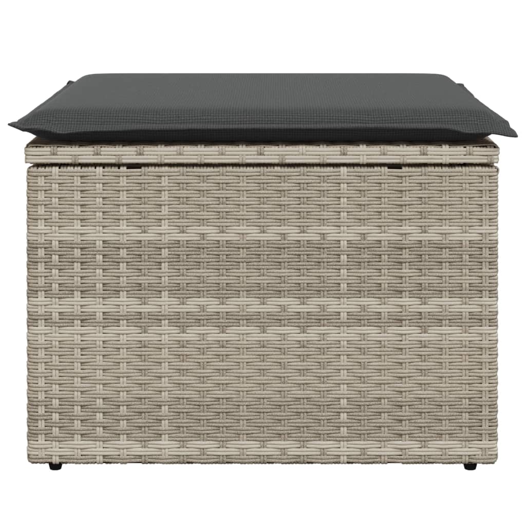 Banco de jardim com almofada 55x55x37 cm vime PE cinzento claro
