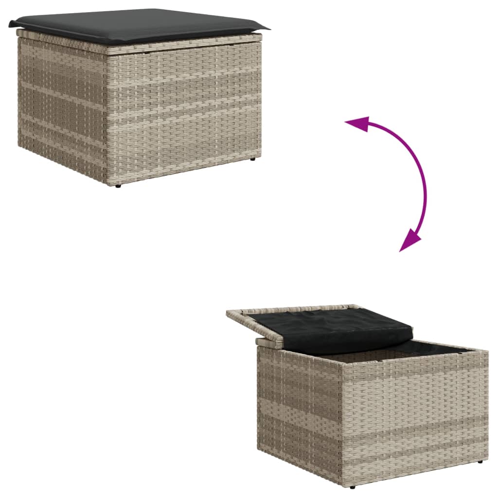 Banco de jardim com almofada 55x55x37 cm vime PE cinzento claro