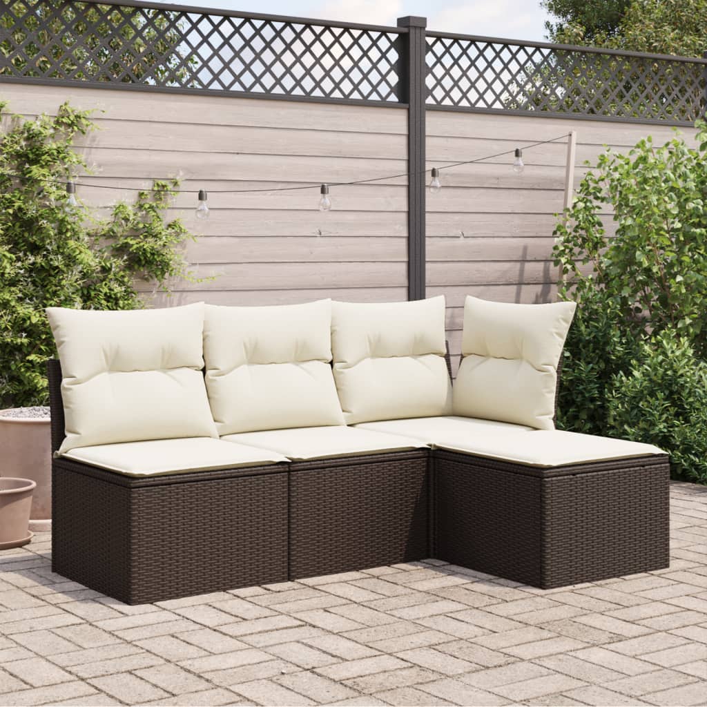 Banco de jardim com almofadão 55x55x37 cm vime PE castanho