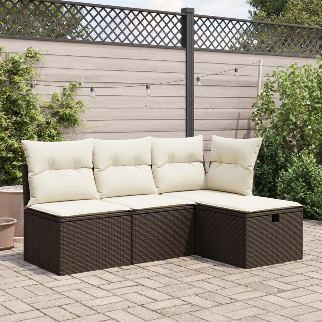 Banco de jardim com almofadão 55x55x37 cm vime PE castanho