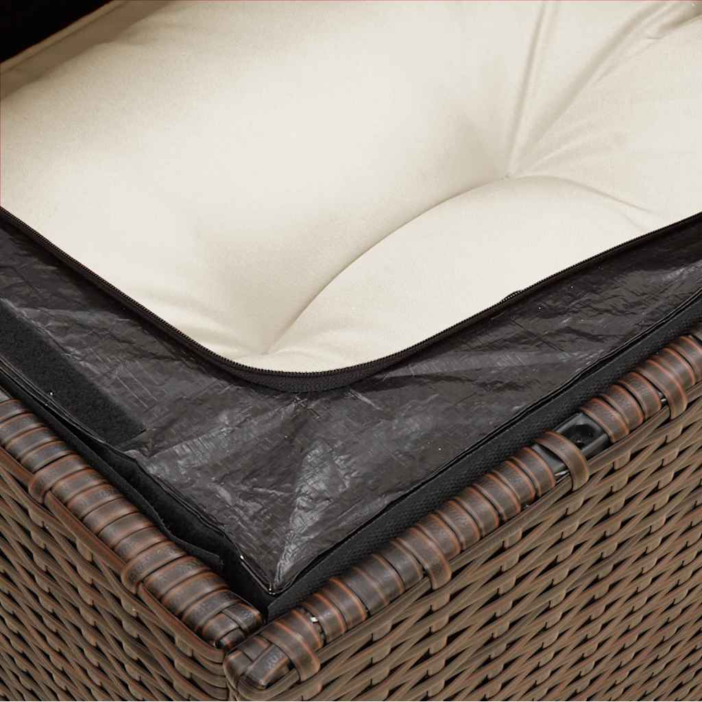 Sofá de jardim com almofadões 2 lugares vime PE castanho