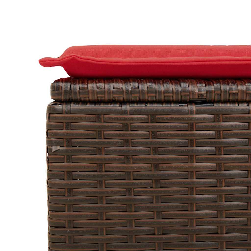 Banco de jardim com almofada marrom 55x55x37 cm vime sintético