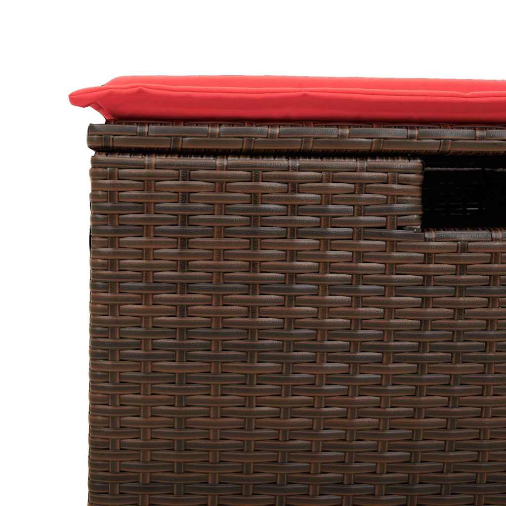 Banco de jardim com almofada marrom 55x55x37 cm vime sintético