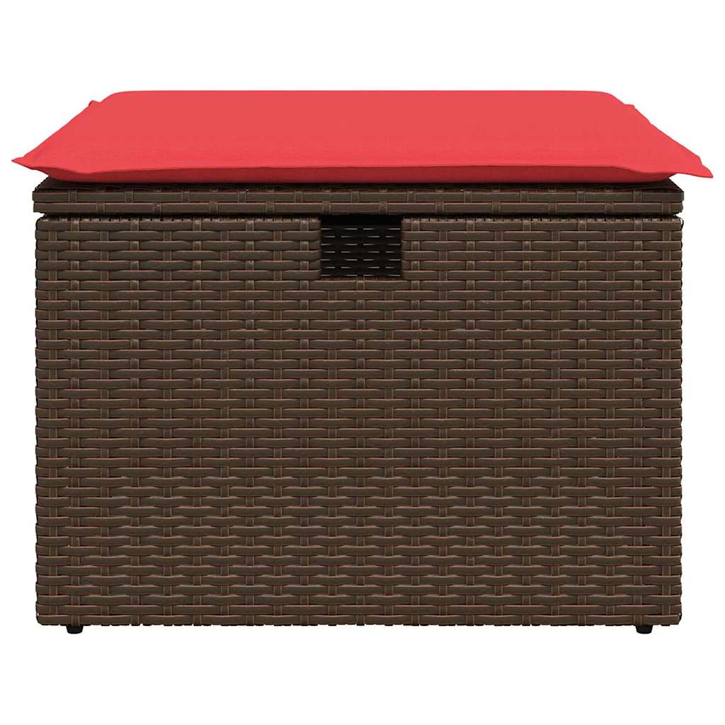 Banco de jardim com almofada marrom 55x55x37 cm vime sintético