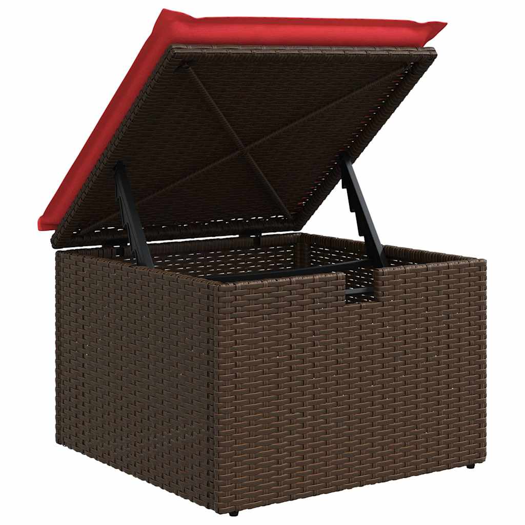 Banco de jardim com almofada marrom 55x55x37 cm vime sintético
