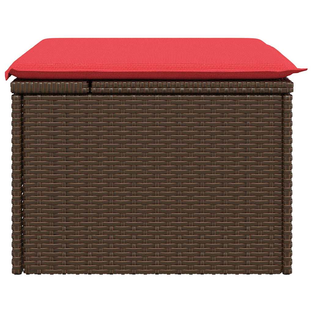 Banco de jardim com almofada marrom 55x55x37 cm vime sintético