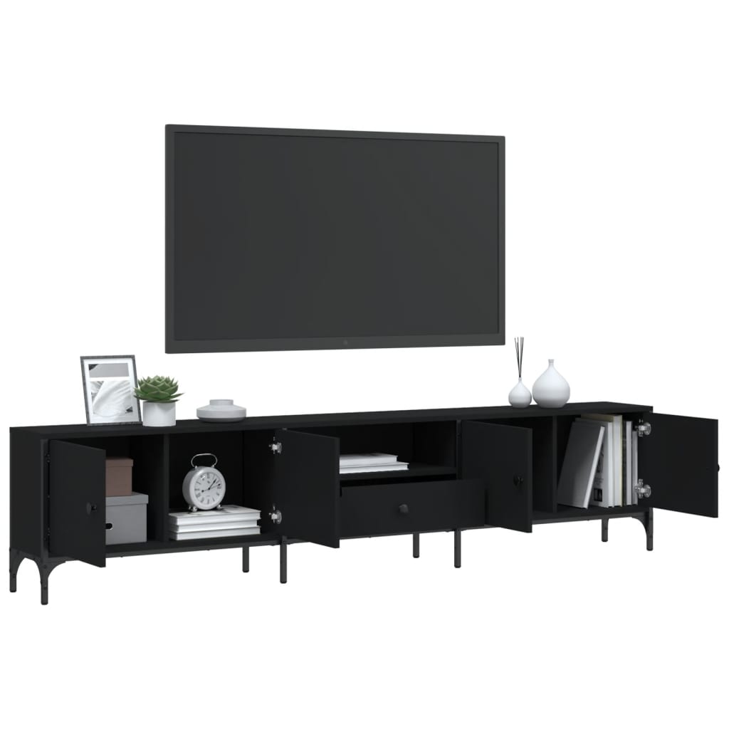 Móvel de TV c/ gaveta 200x25x44 cm derivados de madeira preto