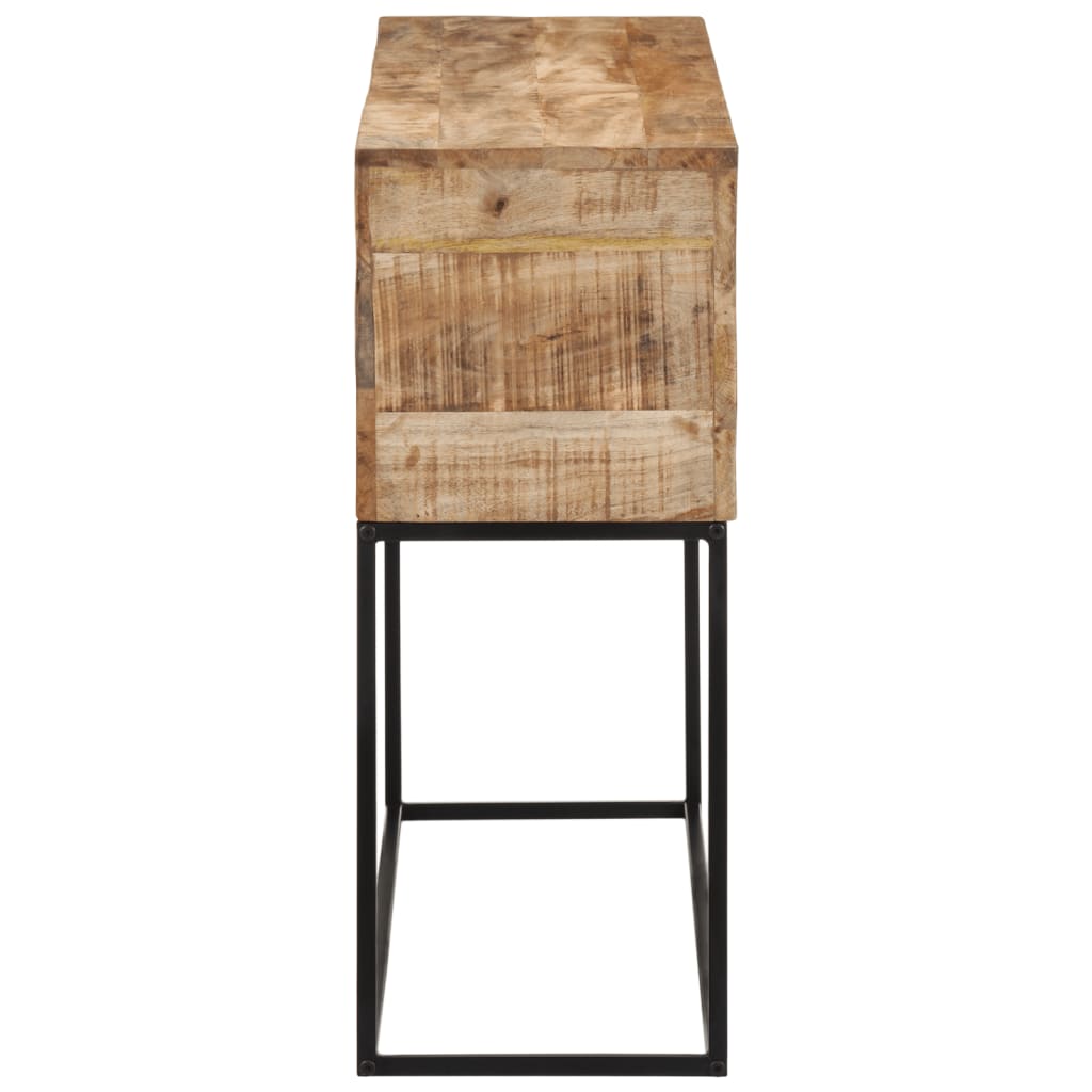 Mesa consola 110x30x75 cm madeira mangueira áspera maciça/ferro