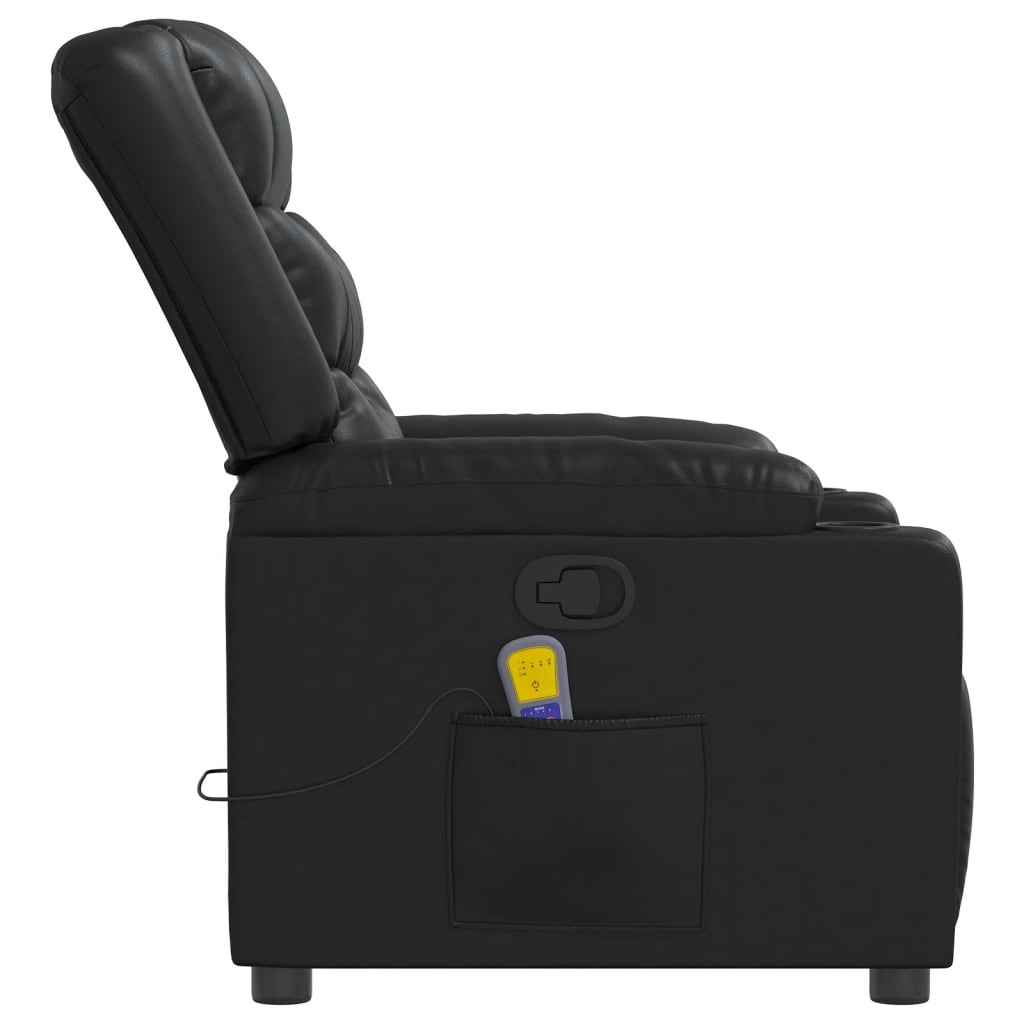 Poltrona de massagens reclinável couro artificial preto