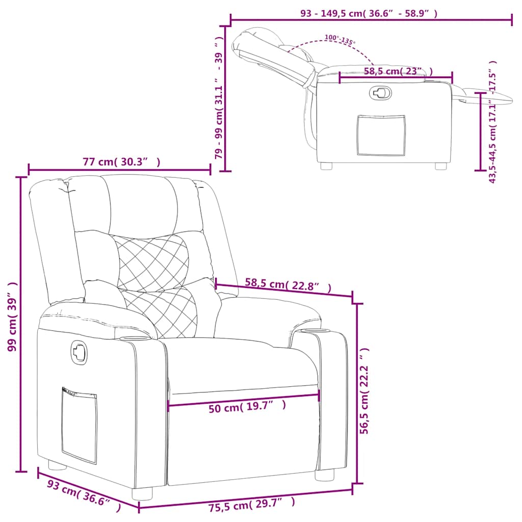 Poltrona reclinável tecido preto
