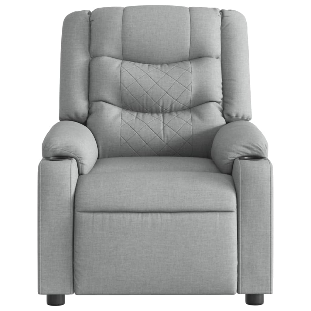 Poltrona de massagens reclinável tecido cinzento-claro