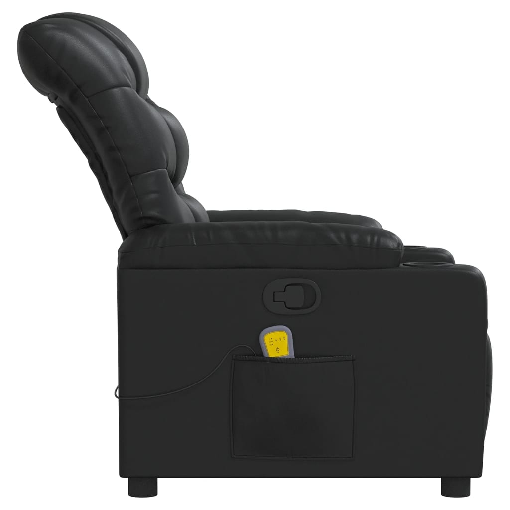 Poltrona de massagens reclinável couro artificial preto