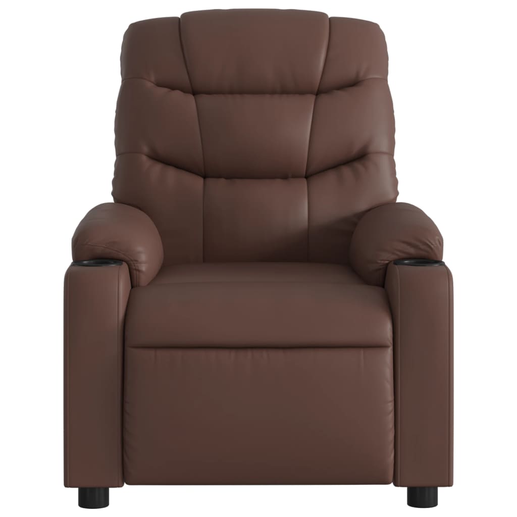 Poltrona de massagens reclinável couro artificial castanho