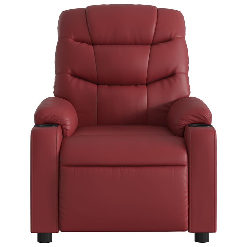 Poltrona massagens reclinável couro artificial vermelho tinto