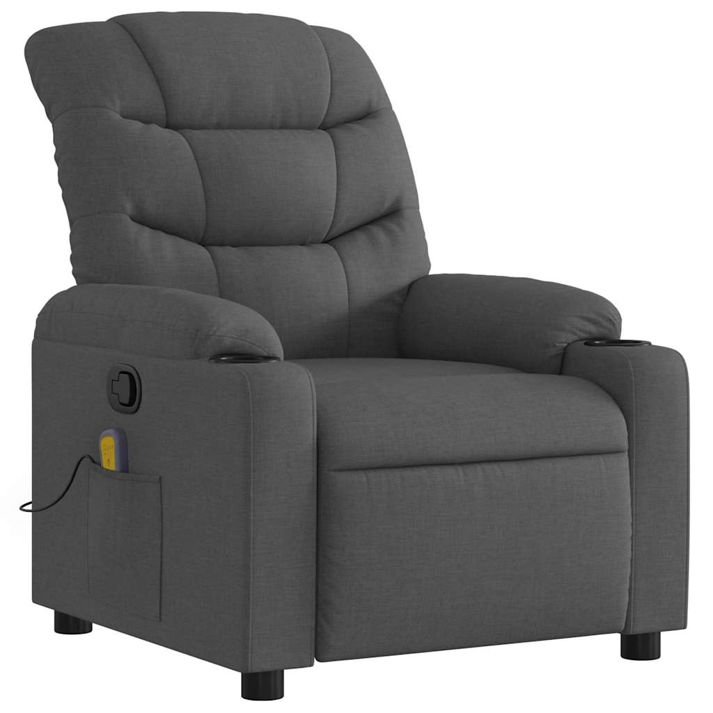 Poltrona de massagens reclinável tecido cinzento-escuro