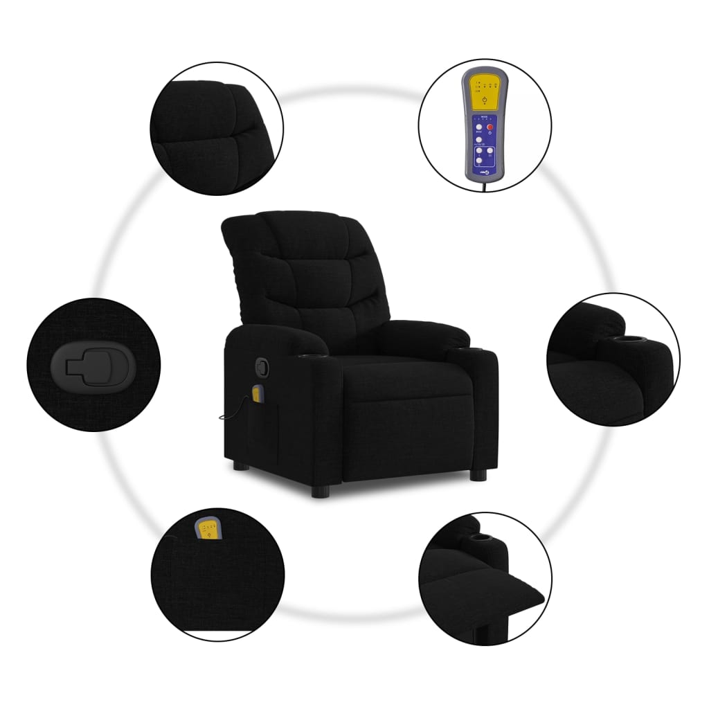 Poltrona de massagens reclinável tecido preto