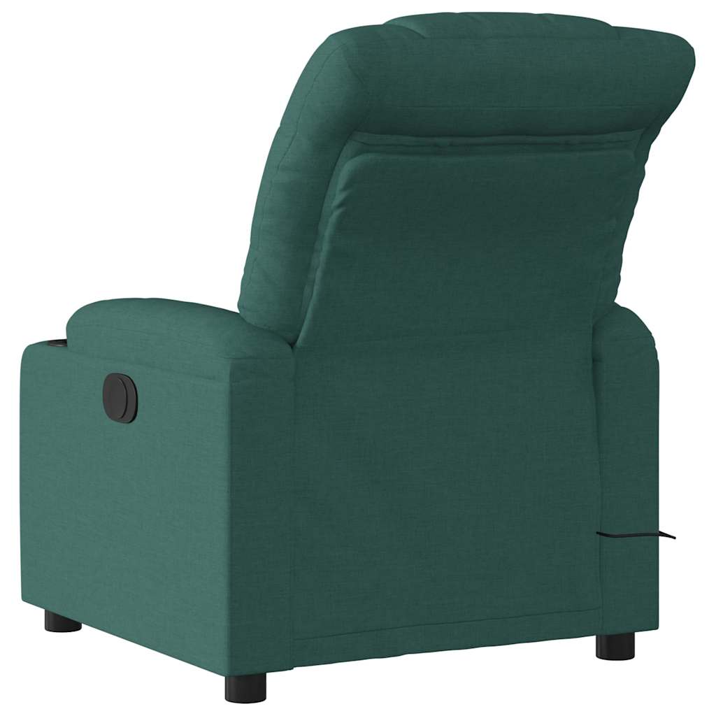 Poltrona de massagens reclinável tecido verde-escuro