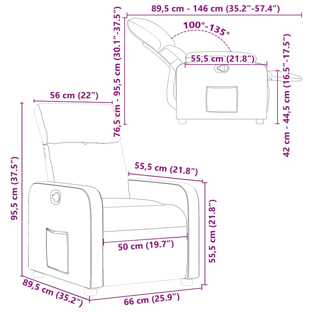 Poltrona reclinável couro artificial preto