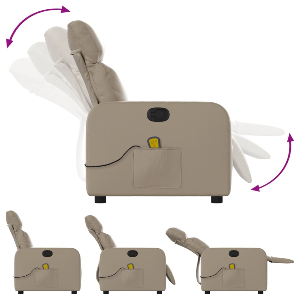 Poltrona de massagens reclinável couro artificial cappuccino
