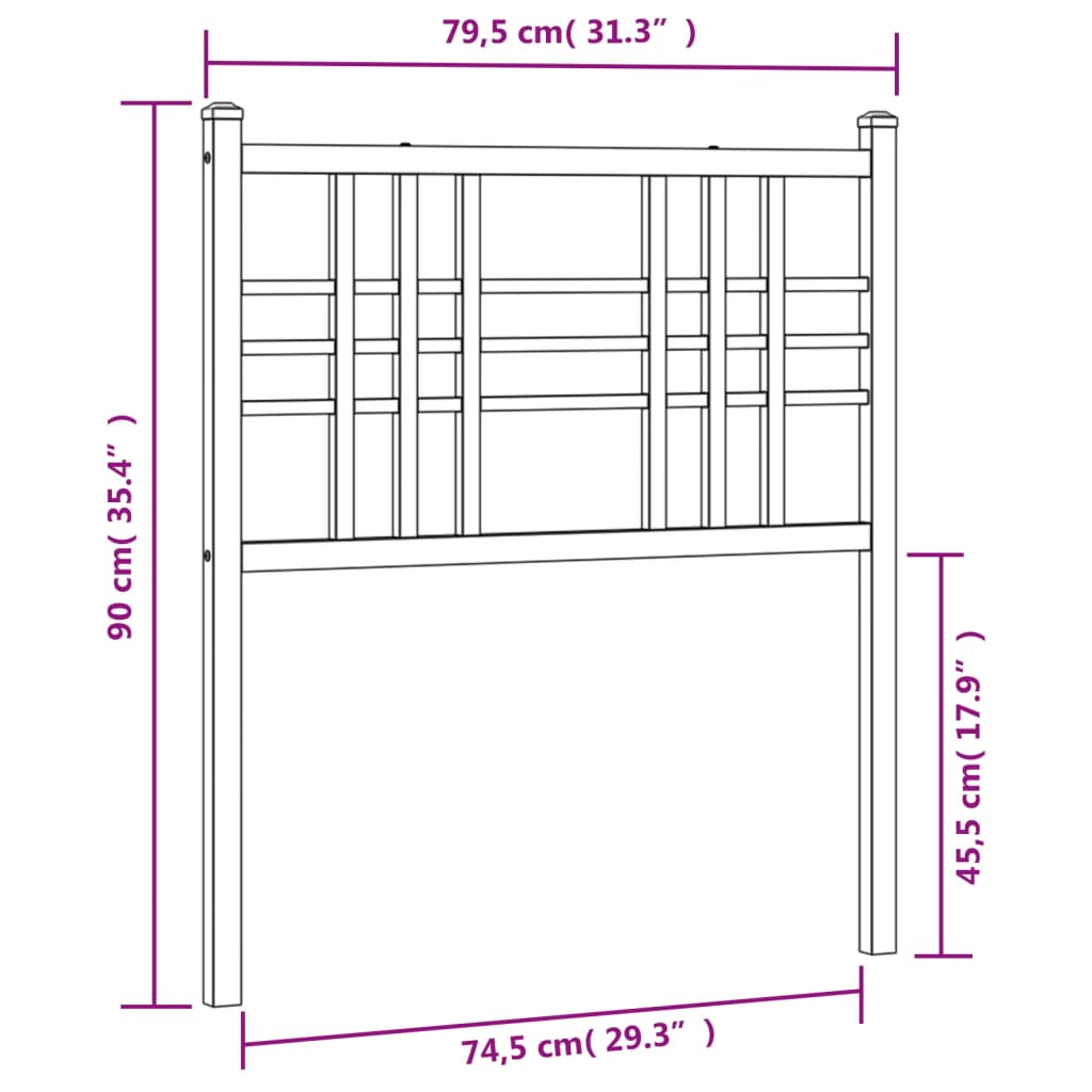 Cabeceira de cama 75 cm metal preto