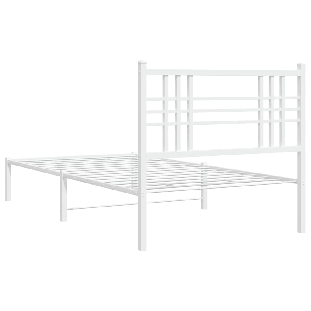 Estrutura de cama com cabeceira 90x190 cm metal branco
