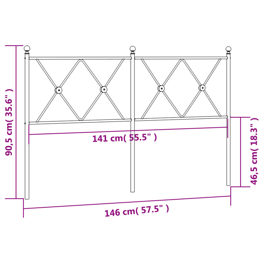 Cabeceira de cama 140 cm metal preto