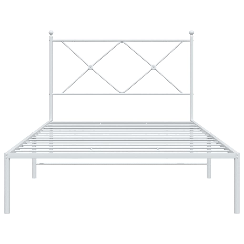 Estrutura de cama com cabeceira 100x190 cm metal branco