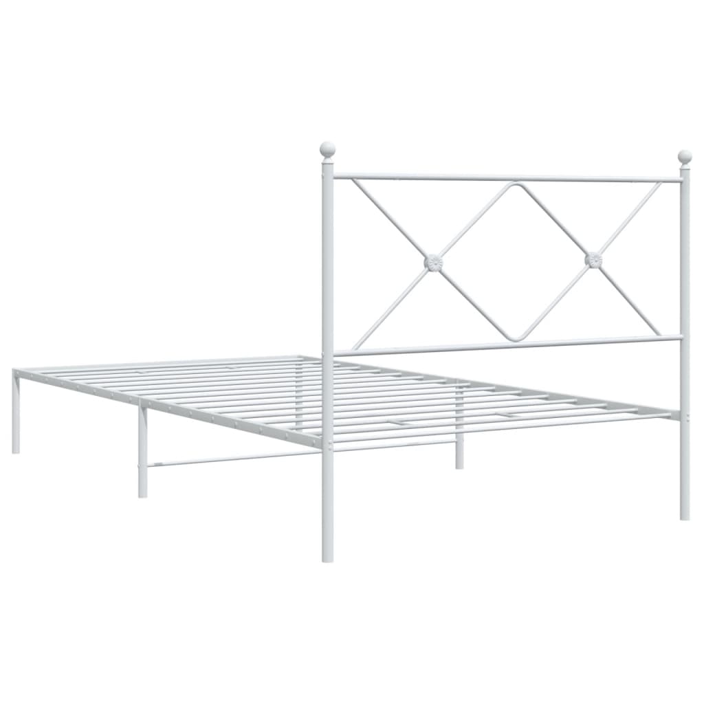 Estrutura de cama com cabeceira 100x190 cm metal branco