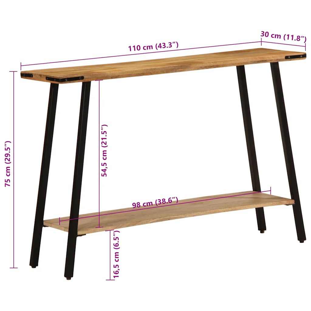 Mesa consola 110x30x75 cm madeira de mangueira maciça