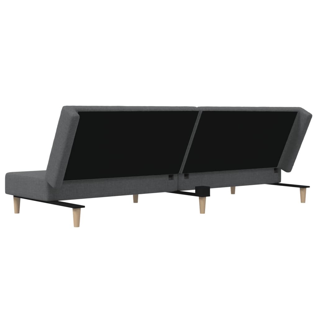 Sofá-cama de 2 lugares tecido cinzento-claro
