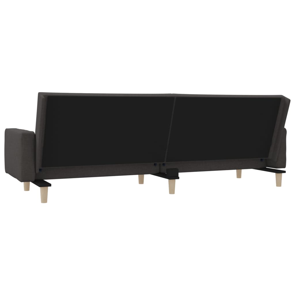Sofá-cama 2 lugares com duas almofadas tecido cinzento-escuro