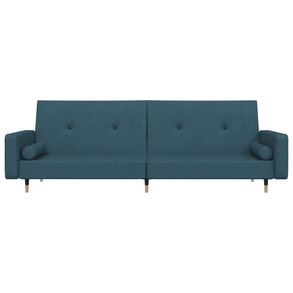Sofá-cama 2 lugares com duas almofadas veludo azul