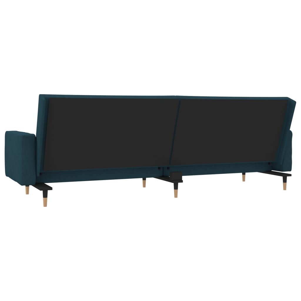 Sofá-cama 2 lugares com duas almofadas veludo azul