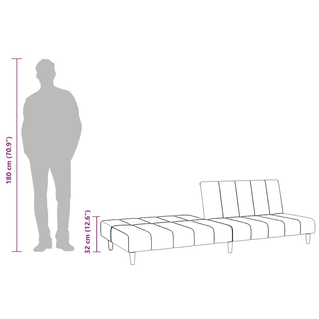 Sofá-cama de 2 lugares veludo azul