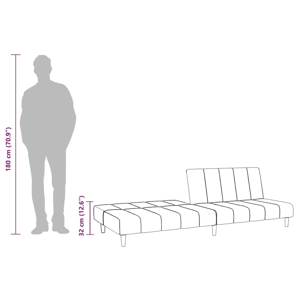 Sofá-cama de 2 lugares veludo cinzento-escuro