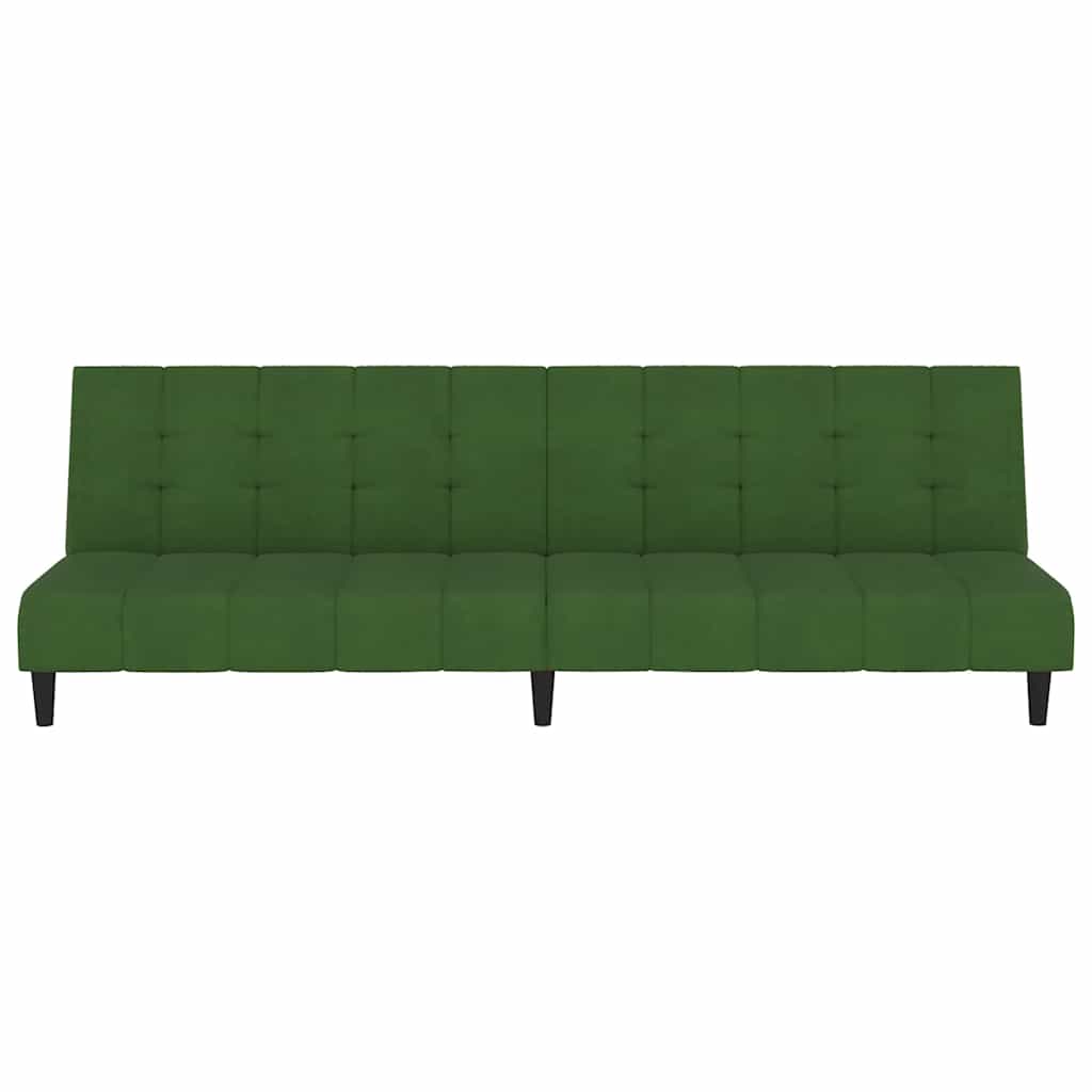 Sofá-cama de 2 lugares veludo verde-escuro