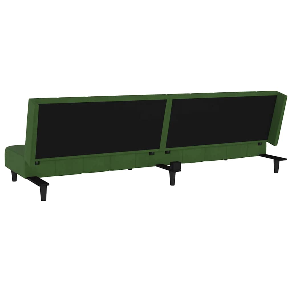 Sofá-cama de 2 lugares veludo verde-escuro