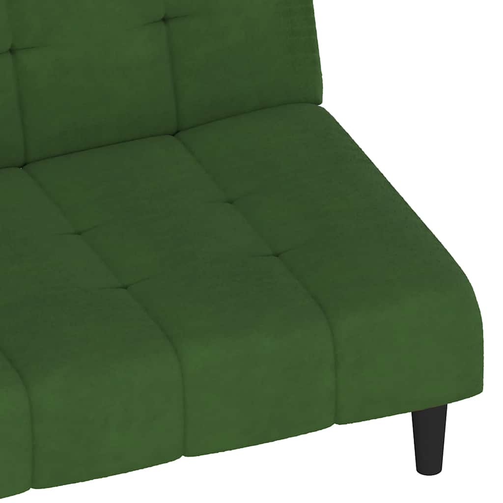 Sofá-cama de 2 lugares veludo verde-escuro