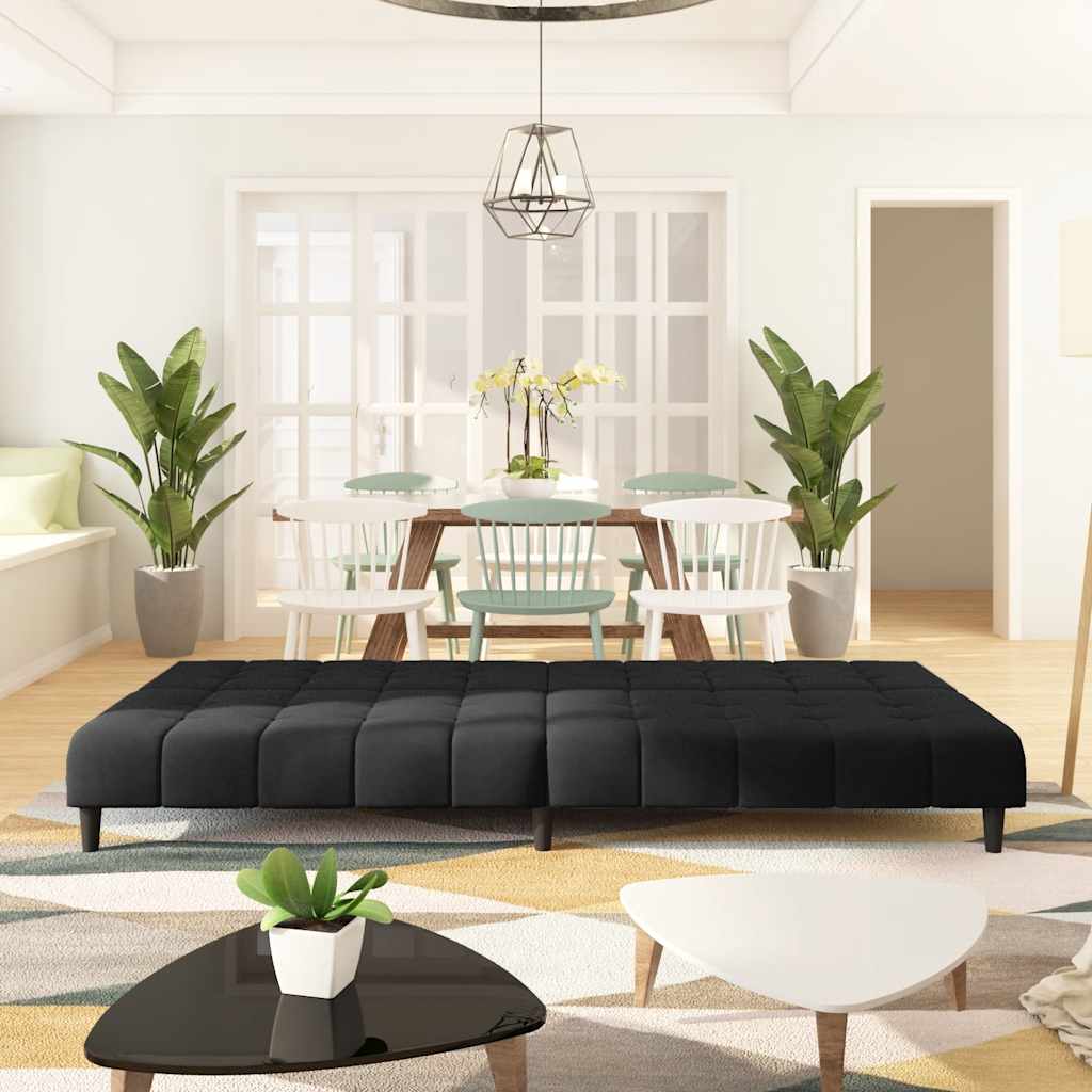 Sofá-cama de 2 lugares veludo preto