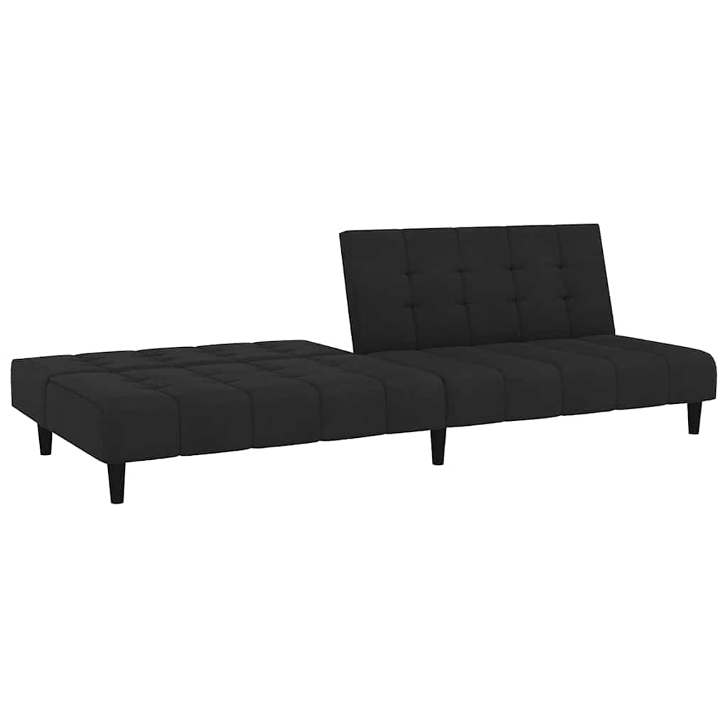 Sofá-cama de 2 lugares veludo preto