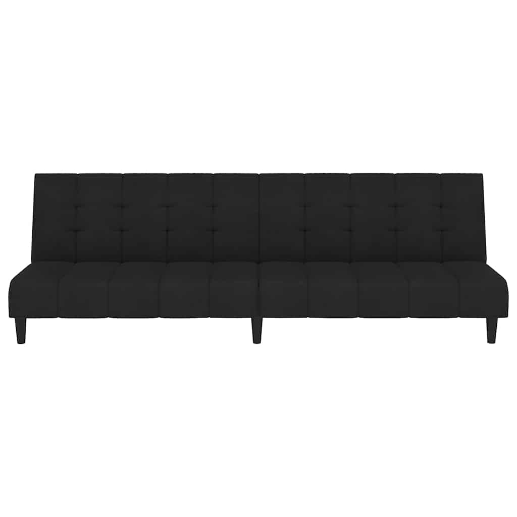 Sofá-cama de 2 lugares veludo preto