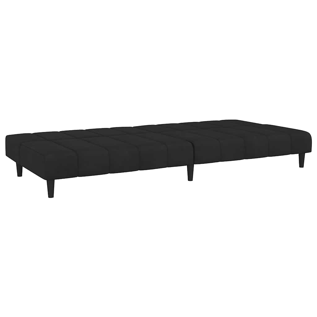 Sofá-cama de 2 lugares veludo preto