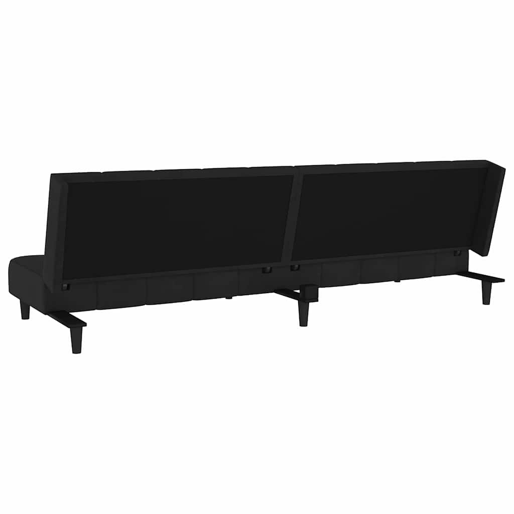 Sofá-cama de 2 lugares veludo preto