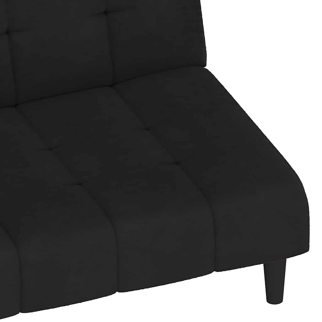 Sofá-cama de 2 lugares veludo preto