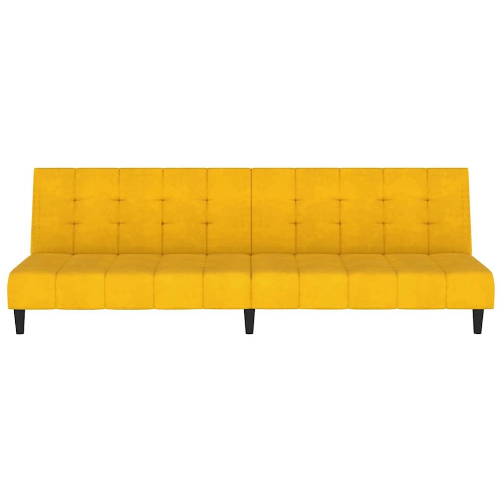 Sofá-cama de 2 lugares veludo amarelo
