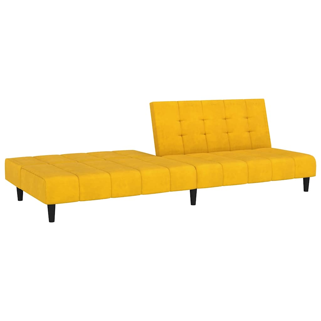 Sofá-cama de 2 lugares veludo amarelo