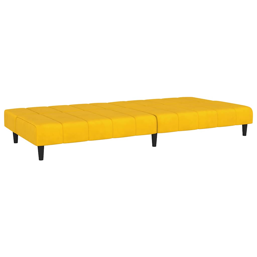 Sofá-cama de 2 lugares veludo amarelo