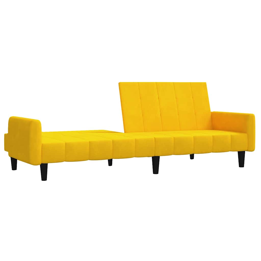 Sofá-cama de 2 lugares veludo amarelo
