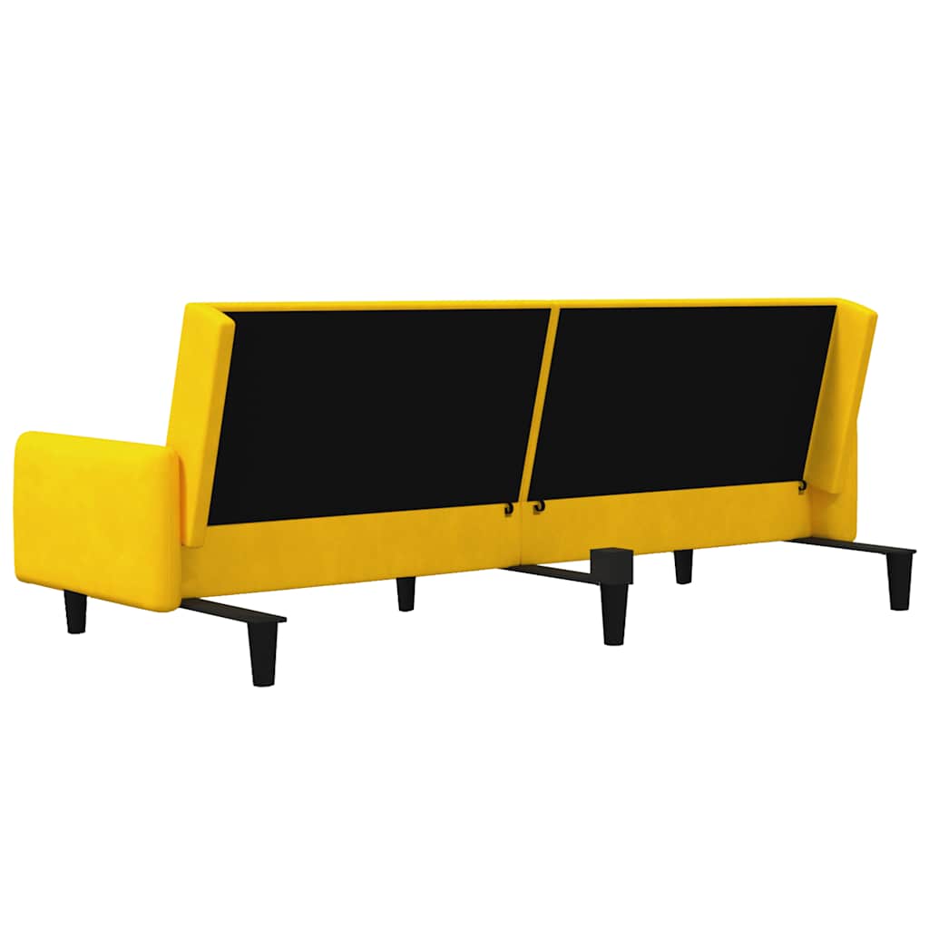 Sofá-cama de 2 lugares veludo amarelo