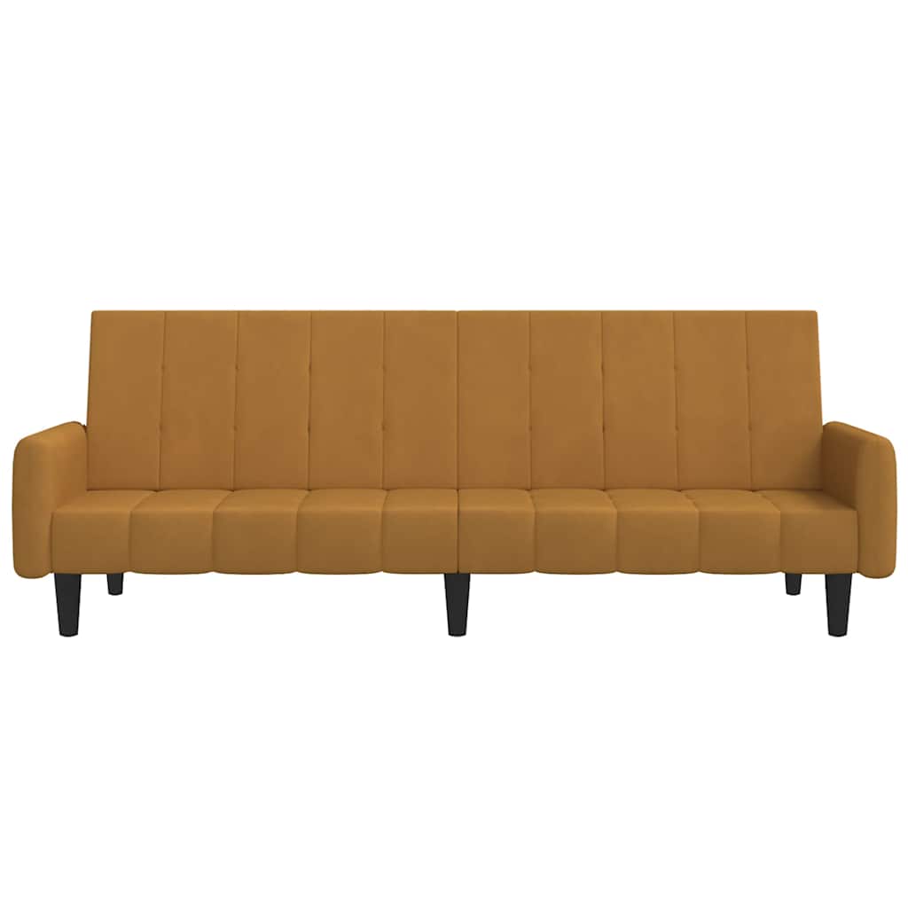 Sofá-cama de 2 lugares veludo castanho